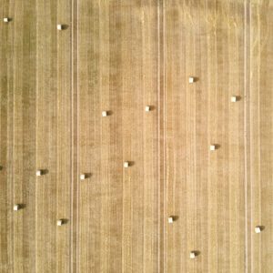 Abstrakte Luftaufnahme von Heuballen , Symmetrie der Natur vertikal aus 99 Metern Höhe fotografiert, Fine Art, 99 Meter Print von Thorsten Springer